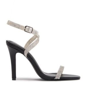 Chase + Chloe Silver & Black Visor High Heel Sandal